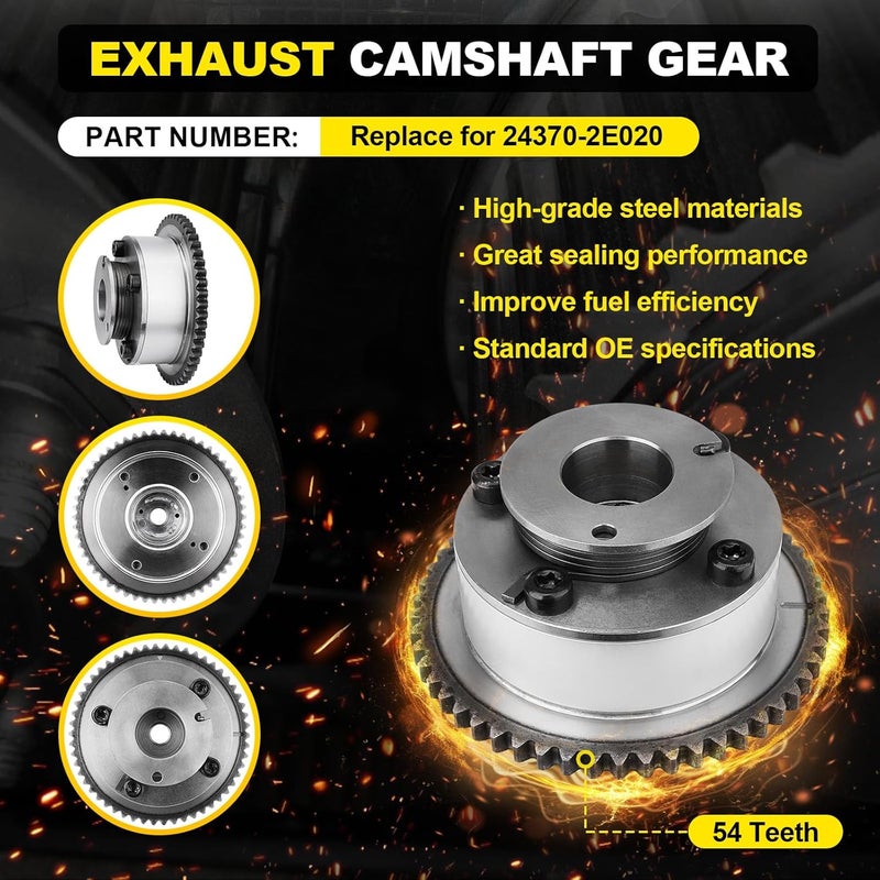 YEHERIT Store 24350-2E700 24370-2E020 Intake & Exhaust Timing Camshaft Sprocket CVVT Gear Compatible with Hyundai Elantra Kona Veloster 2017-2021, Kia Forte Soul Seltos 2.0L 2017-2022 - Image 4